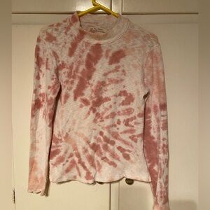We The Free Pink Tie-Dye Ribbed Long Sleeve Tee
